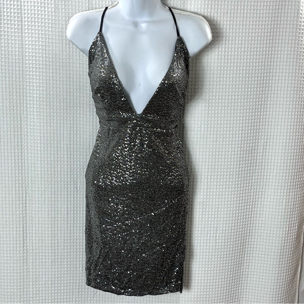 Blanc ladies Backless Silver Sequin Dress size 2X